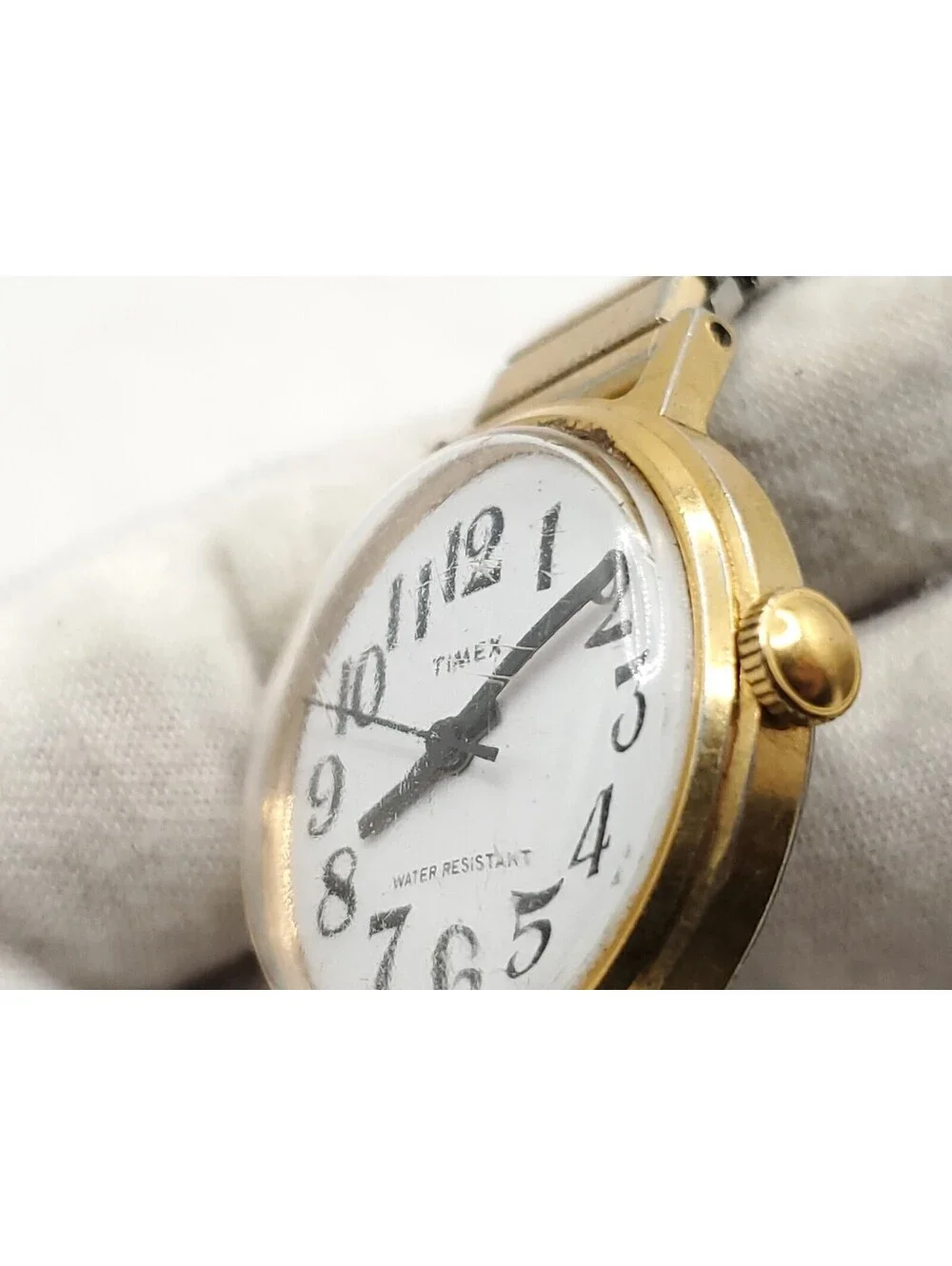 Vintage Timex Marlin Big Reader Mechanical  30mm Watch Running Gold Tone